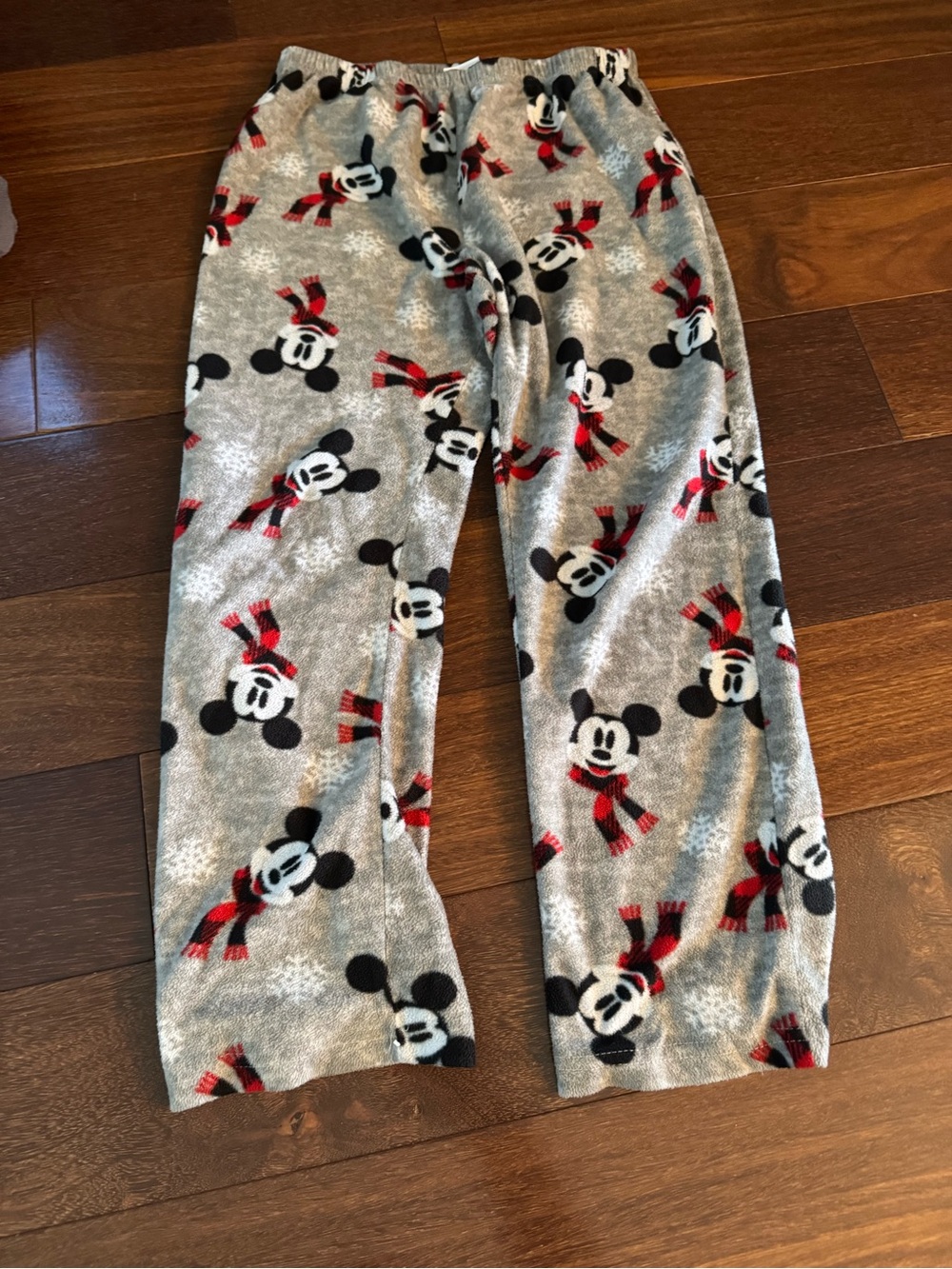 Disney Gray Mickey Mouse Red-Scarf Fleece Pajama Pants